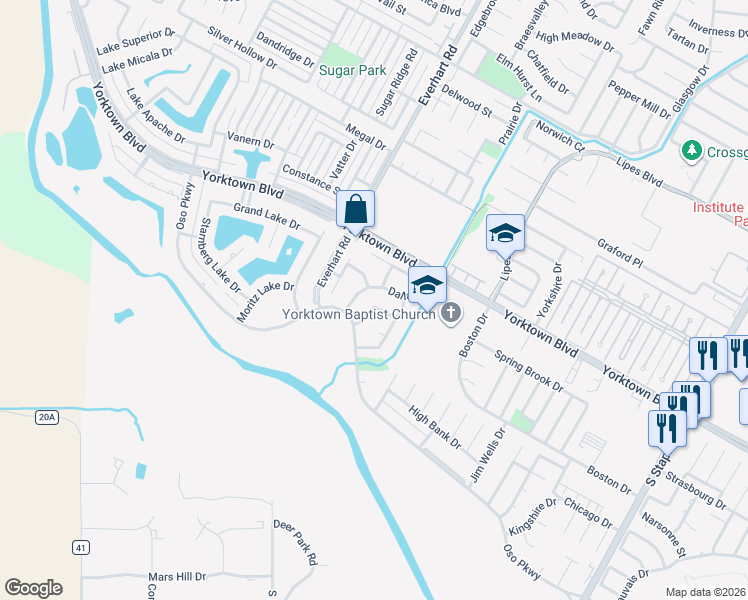map of restaurants, bars, coffee shops, grocery stores, and more near 7605 Del Rio Drive in Corpus Christi