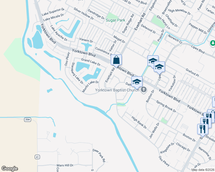map of restaurants, bars, coffee shops, grocery stores, and more near 7729 Lake Baykal Drive in Corpus Christi