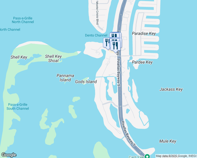 map of restaurants, bars, coffee shops, grocery stores, and more near 1625 Oceanview Drive in St. Petersburg