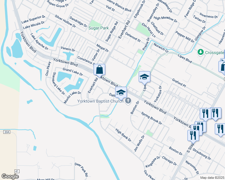 map of restaurants, bars, coffee shops, grocery stores, and more near 7643 San Angelo Drive in Corpus Christi