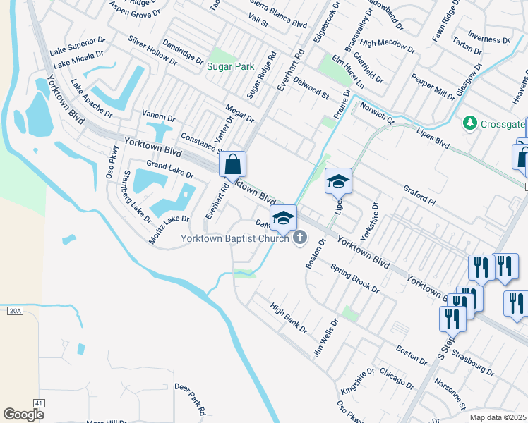 map of restaurants, bars, coffee shops, grocery stores, and more near 7643 San Angelo Drive in Corpus Christi
