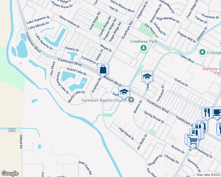 map of restaurants, bars, coffee shops, grocery stores, and more near 7651 San Angelo Drive in Corpus Christi