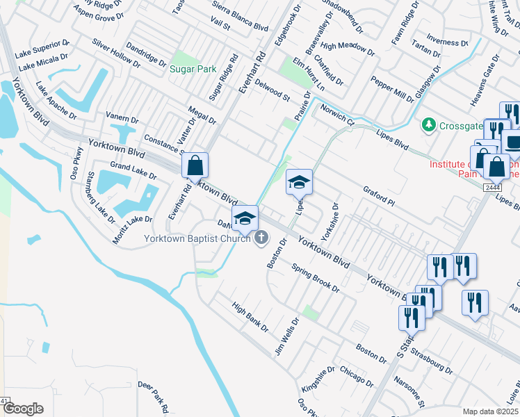 map of restaurants, bars, coffee shops, grocery stores, and more near 5026 Yorktown Boulevard in Corpus Christi