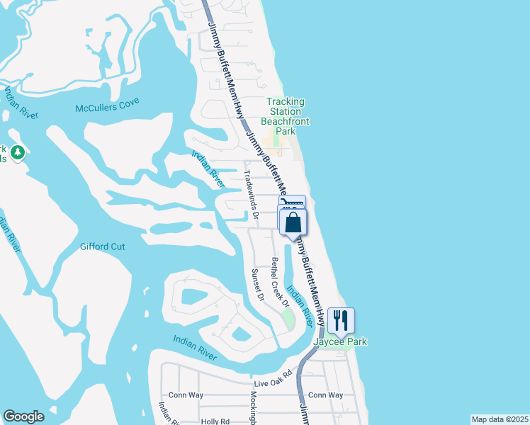 map of restaurants, bars, coffee shops, grocery stores, and more near 910 Tropic Drive in Vero Beach
