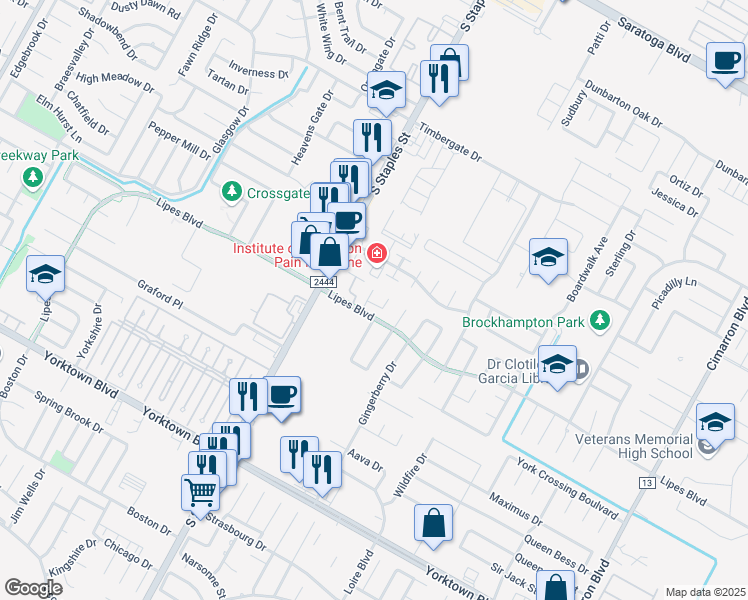 map of restaurants, bars, coffee shops, grocery stores, and more near 7118 Althea Court in Corpus Christi