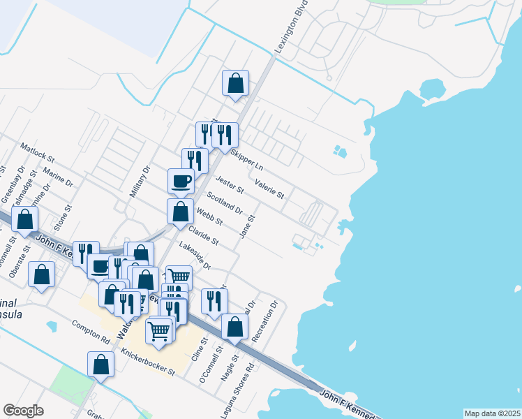 map of restaurants, bars, coffee shops, grocery stores, and more near 406 Jester Street in Corpus Christi