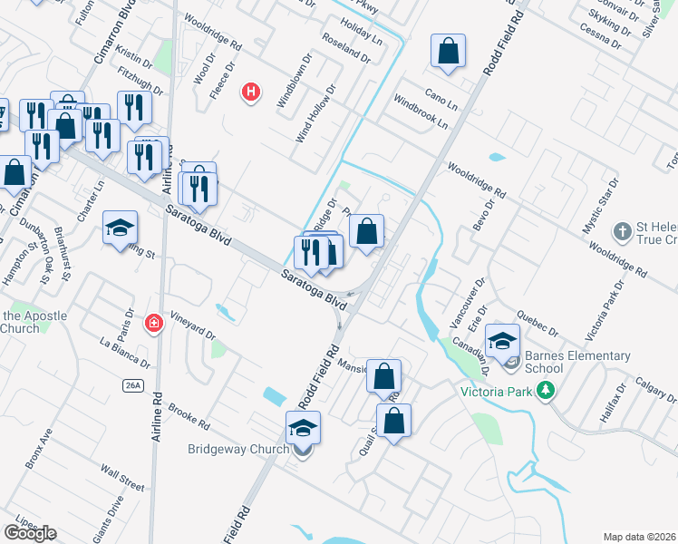 map of restaurants, bars, coffee shops, grocery stores, and more near 7102 Laramie Lane in Corpus Christi