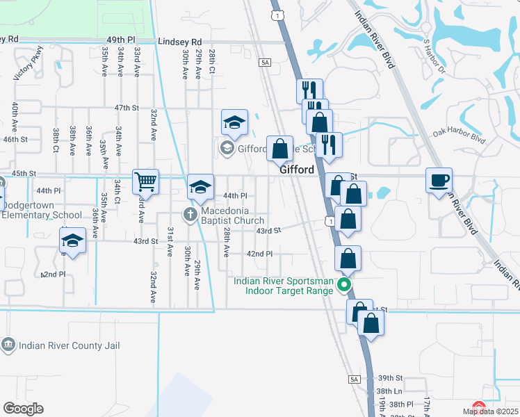 map of restaurants, bars, coffee shops, grocery stores, and more near 4423 26th Avenue in Vero Beach