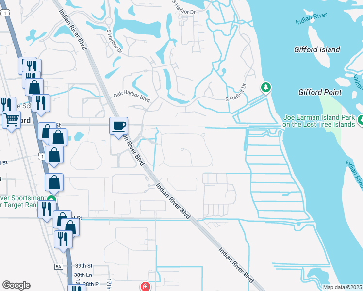 map of restaurants, bars, coffee shops, grocery stores, and more near 4336 Summer Breeze Terrace in Vero Beach