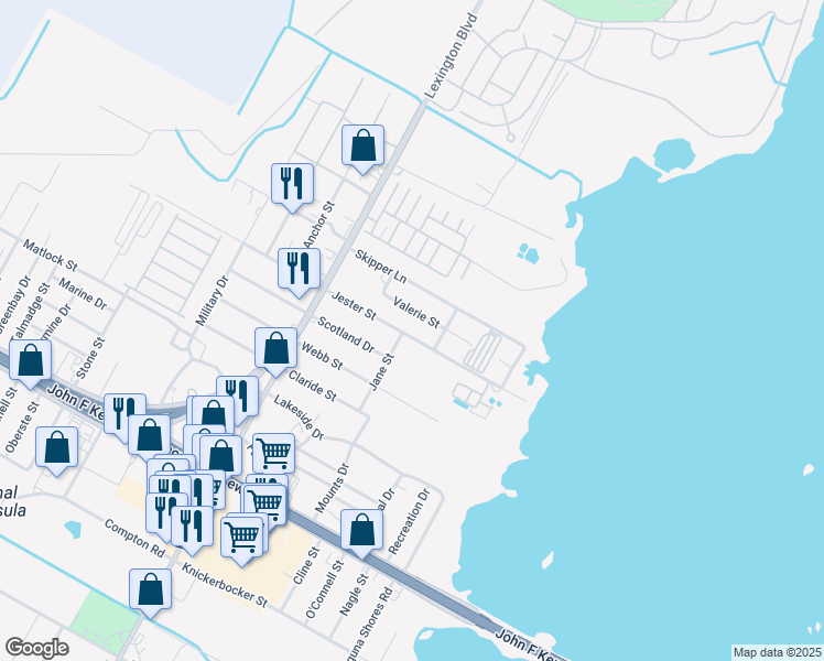 map of restaurants, bars, coffee shops, grocery stores, and more near 406 Jester Street in Corpus Christi