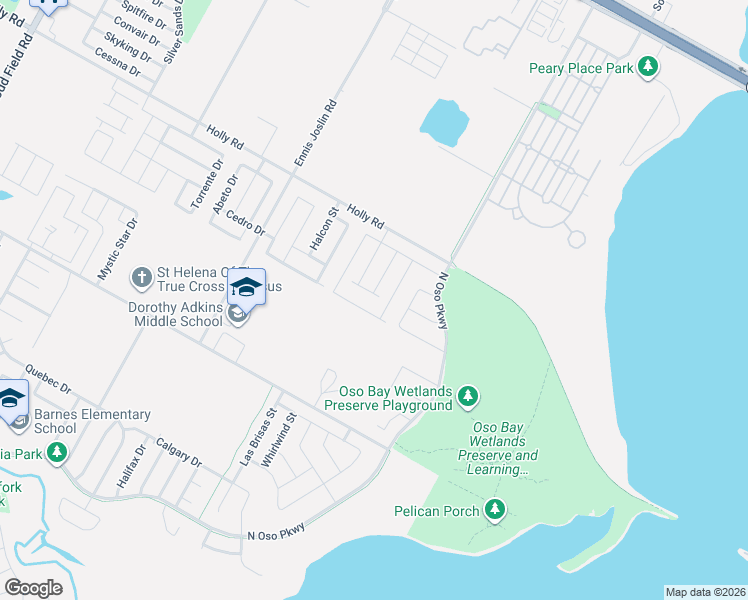 map of restaurants, bars, coffee shops, grocery stores, and more near 2230 Spoonbill Drive in Corpus Christi