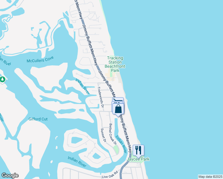 map of restaurants, bars, coffee shops, grocery stores, and more near 5151 Highway A1A in Vero Beach