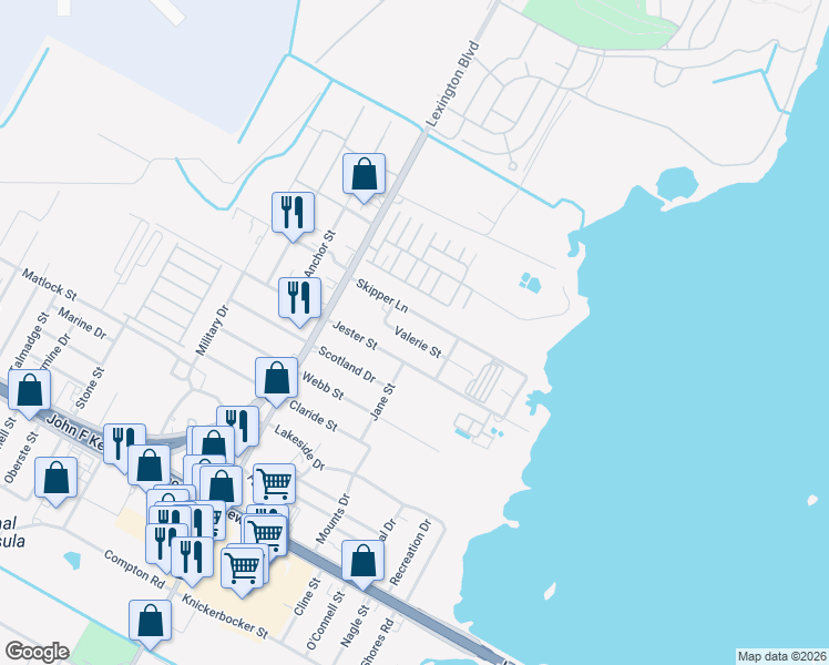 map of restaurants, bars, coffee shops, grocery stores, and more near 425 Skipper Lane in Corpus Christi