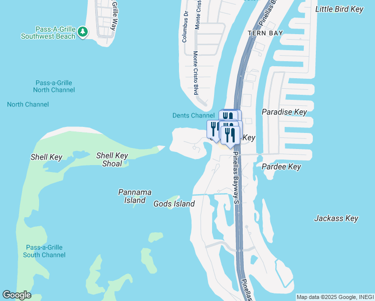 map of restaurants, bars, coffee shops, grocery stores, and more near 665 Collany Road in Tierra Verde