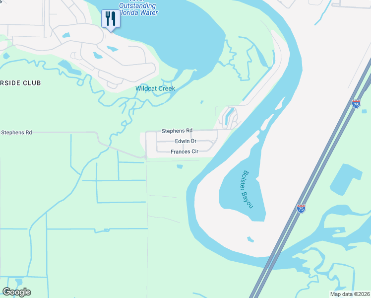 map of restaurants, bars, coffee shops, grocery stores, and more near 419 Frances Circle in Ruskin