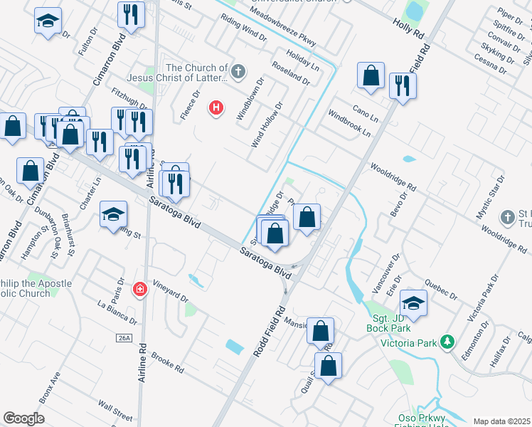 map of restaurants, bars, coffee shops, grocery stores, and more near 2729 Summer Ridge Drive in Corpus Christi