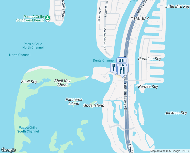 map of restaurants, bars, coffee shops, grocery stores, and more near 665 Collany Road in Tierra Verde