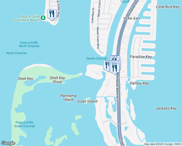 map of restaurants, bars, coffee shops, grocery stores, and more near 665 Collany Road in Tierra Verde