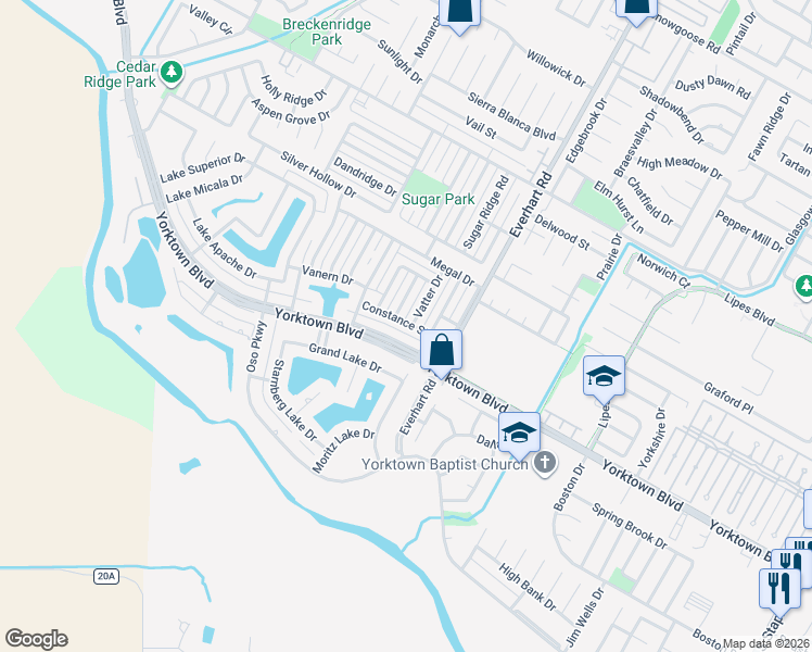 map of restaurants, bars, coffee shops, grocery stores, and more near 4705 Constance Street in Corpus Christi