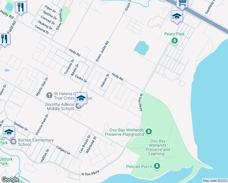 map of restaurants, bars, coffee shops, grocery stores, and more near 2214 Ibis Street in Corpus Christi