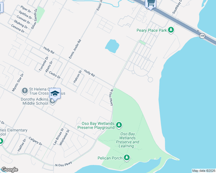 map of restaurants, bars, coffee shops, grocery stores, and more near 8121 Osprey Street in Corpus Christi