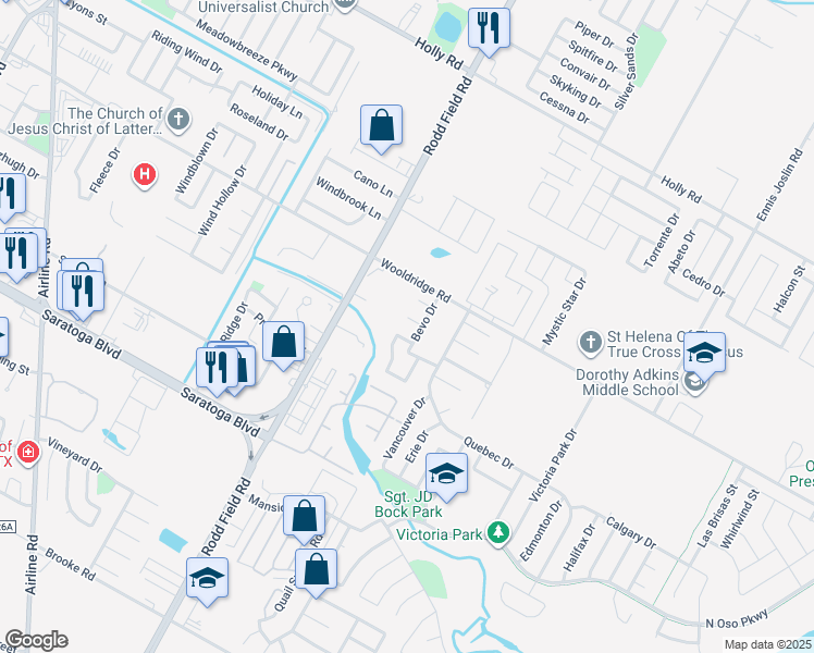 map of restaurants, bars, coffee shops, grocery stores, and more near 7210 Bruiser Street in Corpus Christi