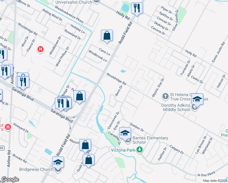 map of restaurants, bars, coffee shops, grocery stores, and more near 7210 Bruiser Street in Corpus Christi