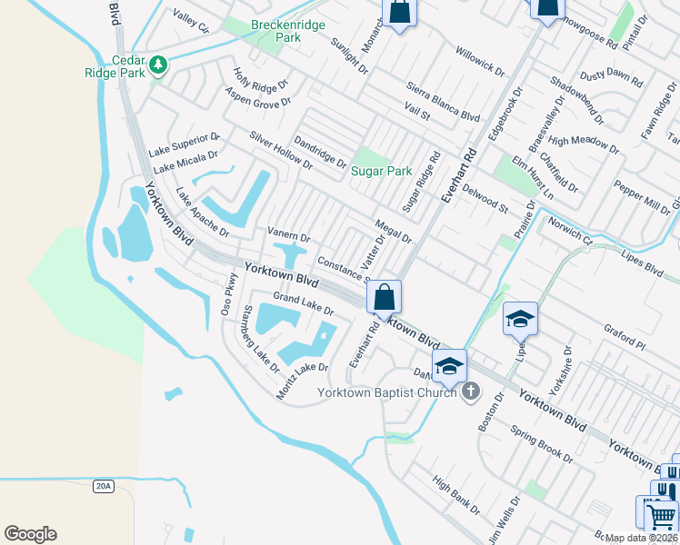 map of restaurants, bars, coffee shops, grocery stores, and more near 4705 Constance Street in Corpus Christi