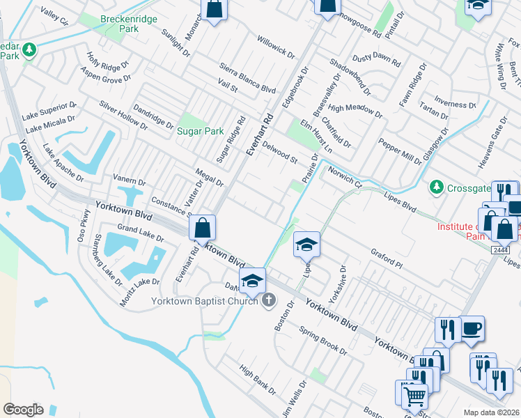 map of restaurants, bars, coffee shops, grocery stores, and more near 4837 Lake Nocona Drive in Corpus Christi