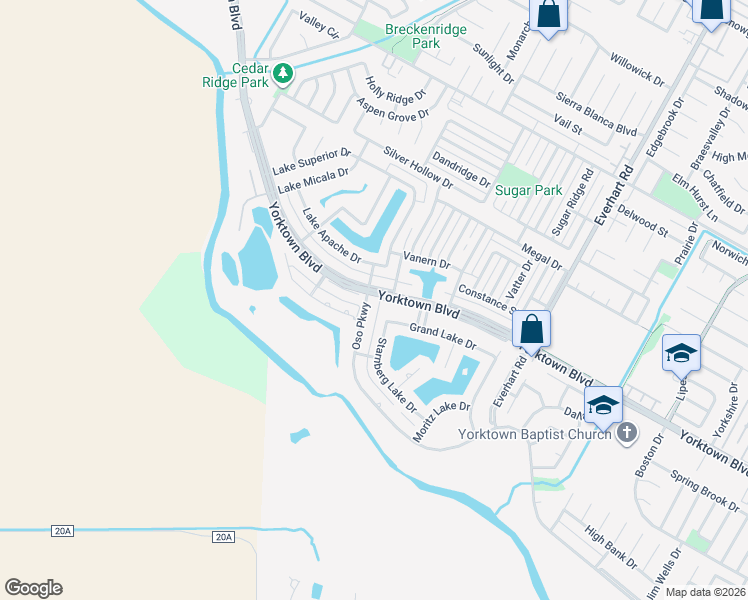 map of restaurants, bars, coffee shops, grocery stores, and more near 4517 Ammer Lake Drive in Corpus Christi