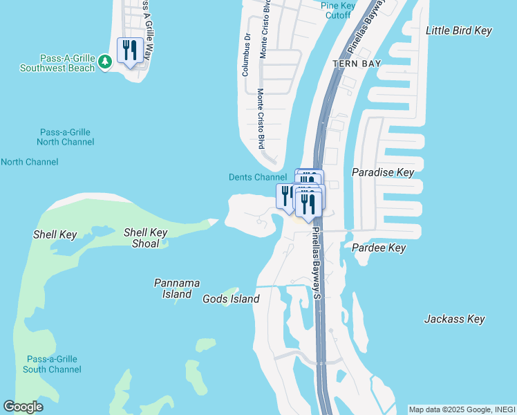 map of restaurants, bars, coffee shops, grocery stores, and more near 665 Collany Road in Tierra Verde