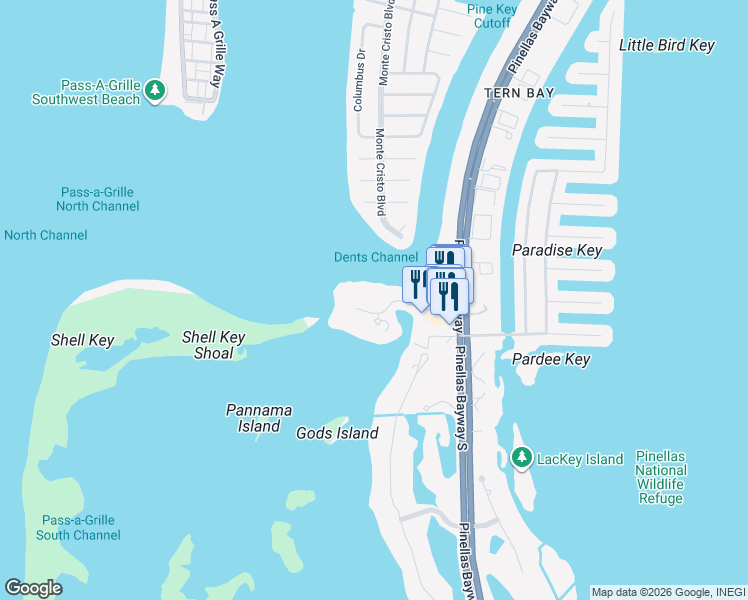 map of restaurants, bars, coffee shops, grocery stores, and more near 665 Collany Road in Tierra Verde