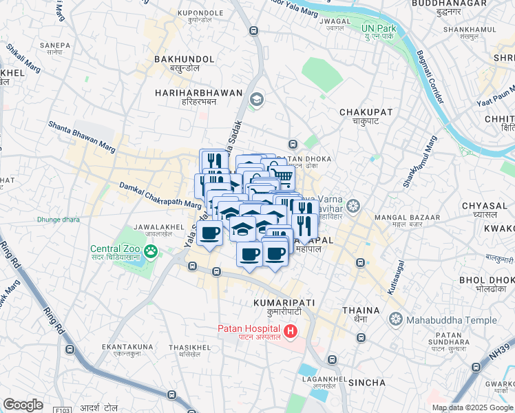 map of restaurants, bars, coffee shops, grocery stores, and more near  in Lalitpur