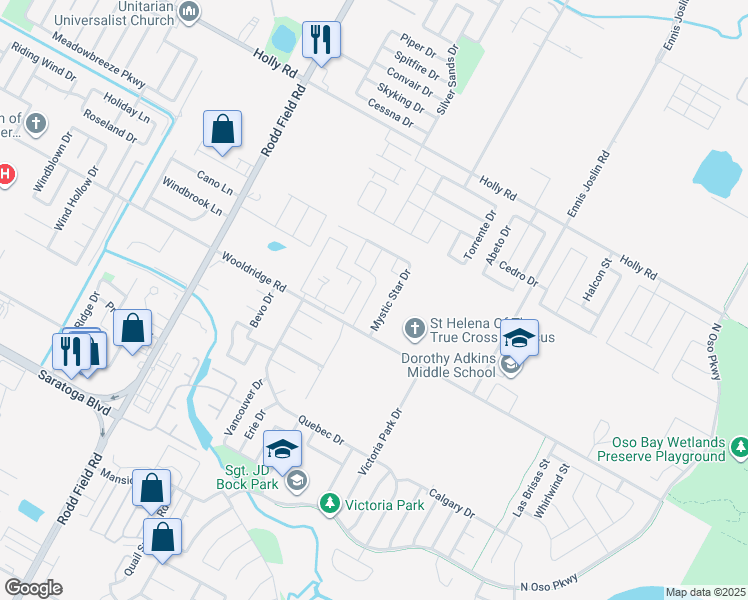 map of restaurants, bars, coffee shops, grocery stores, and more near 2434 Gold Star Drive in Corpus Christi