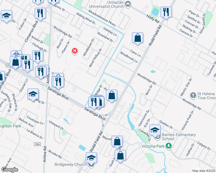 map of restaurants, bars, coffee shops, grocery stores, and more near 2601 Summer Ridge Drive in Corpus Christi