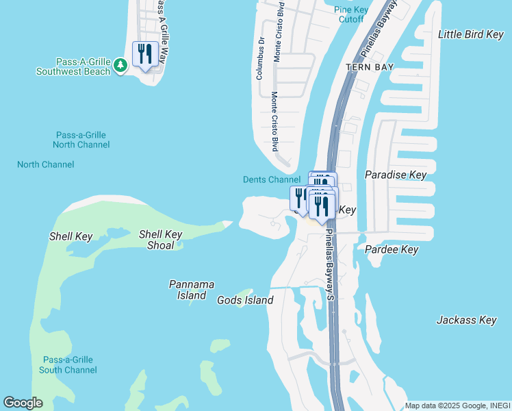 map of restaurants, bars, coffee shops, grocery stores, and more near 800 Collany Road in Tierra Verde