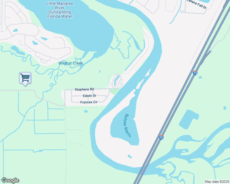 map of restaurants, bars, coffee shops, grocery stores, and more near 110 Stephens Road in Ruskin