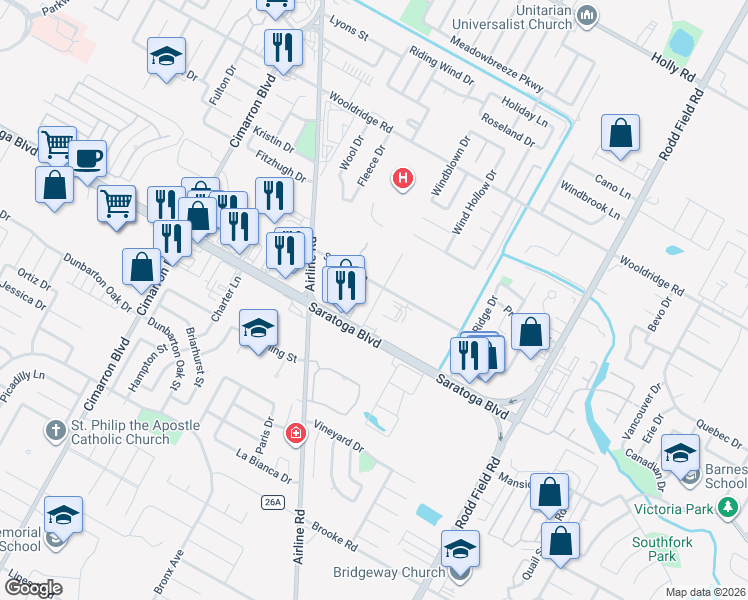 map of restaurants, bars, coffee shops, grocery stores, and more near 6733 Sandra Lane in Corpus Christi