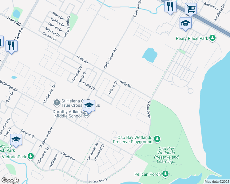 map of restaurants, bars, coffee shops, grocery stores, and more near 2201 Cardinales Lane in Corpus Christi