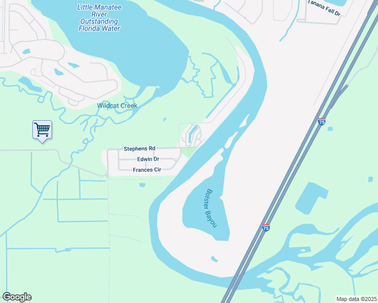 map of restaurants, bars, coffee shops, grocery stores, and more near 110 Stephens Road in Ruskin