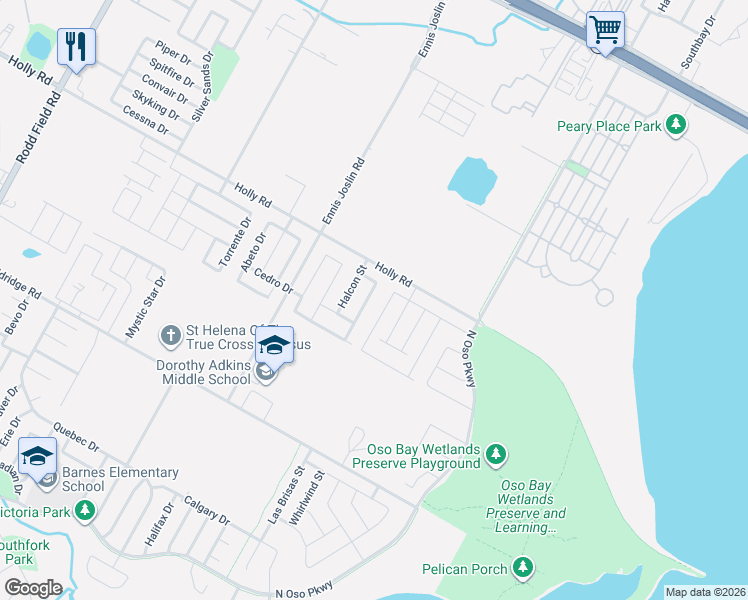 map of restaurants, bars, coffee shops, grocery stores, and more near 2102 Cardinales Lane in Corpus Christi