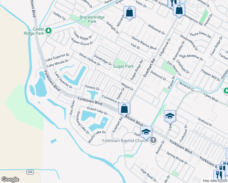 map of restaurants, bars, coffee shops, grocery stores, and more near 7409 Lugano Drive in Corpus Christi