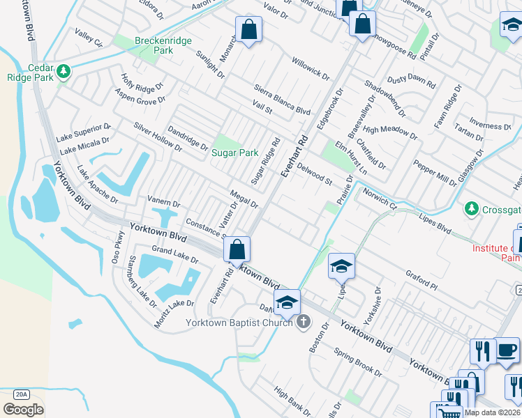 map of restaurants, bars, coffee shops, grocery stores, and more near 4421 Blue Lake Drive in Corpus Christi
