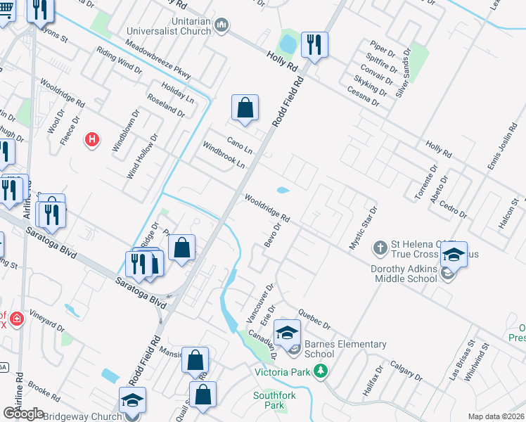 map of restaurants, bars, coffee shops, grocery stores, and more near 7149 Wooldridge Road in Corpus Christi