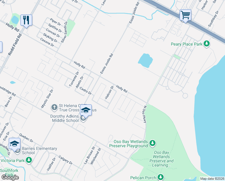map of restaurants, bars, coffee shops, grocery stores, and more near 2125 Halcon Street in Corpus Christi