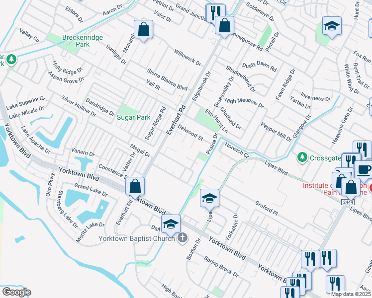 map of restaurants, bars, coffee shops, grocery stores, and more near 4906 Lake Medina Drive in Corpus Christi