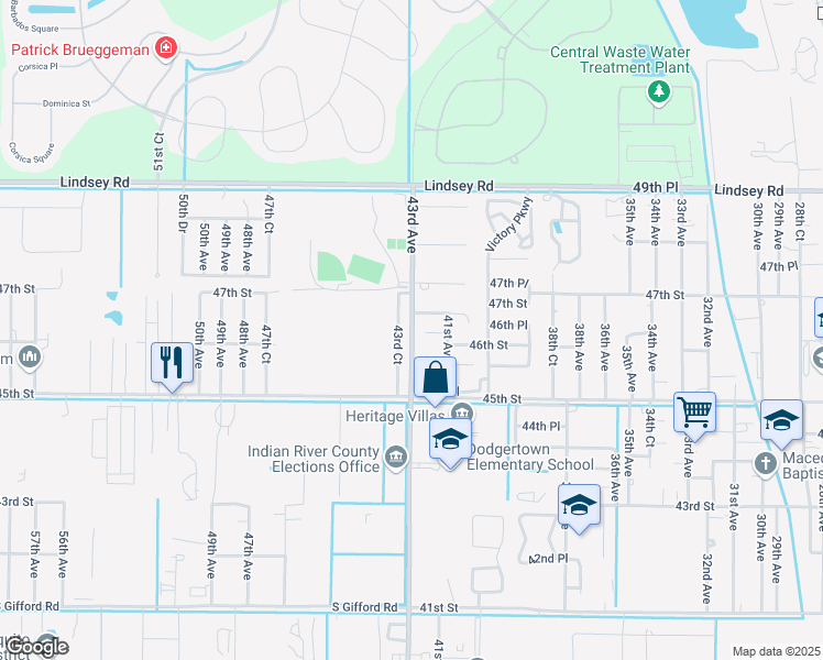 map of restaurants, bars, coffee shops, grocery stores, and more near 8000 43rd Avenue in Vero Beach