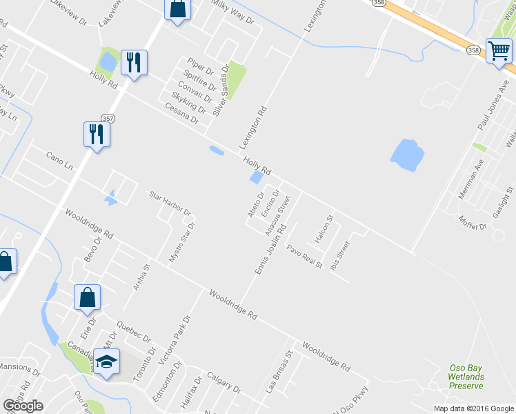 map of restaurants, bars, coffee shops, grocery stores, and more near 2210 Abeto Drive in Corpus Christi