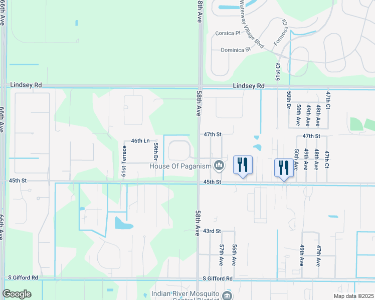map of restaurants, bars, coffee shops, grocery stores, and more near 4656 Paladin Circle in Vero Beach