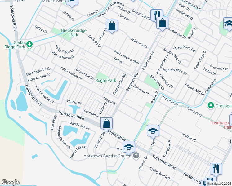 map of restaurants, bars, coffee shops, grocery stores, and more near 7317 Sugar Ridge Road in Corpus Christi